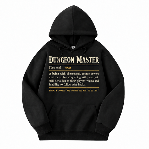 Dungeon Master Definition black D&D hoodie front view