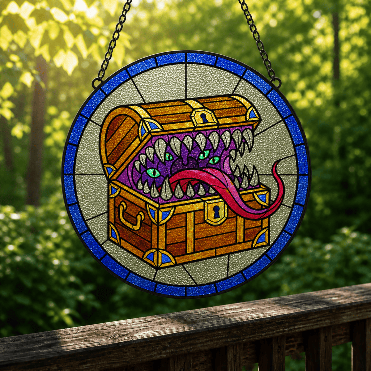Mimic’s Feast - Stained Glass Suncatcher Mimic’s Feast | Mimic DnD Stained Glass Suncatcher