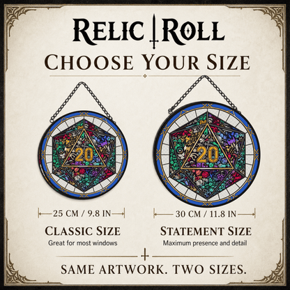 Dungeon Mosaic - Stained Glass Suncatcher Dungeon Mosaic | D20 Dice Stained Glass Suncatcher