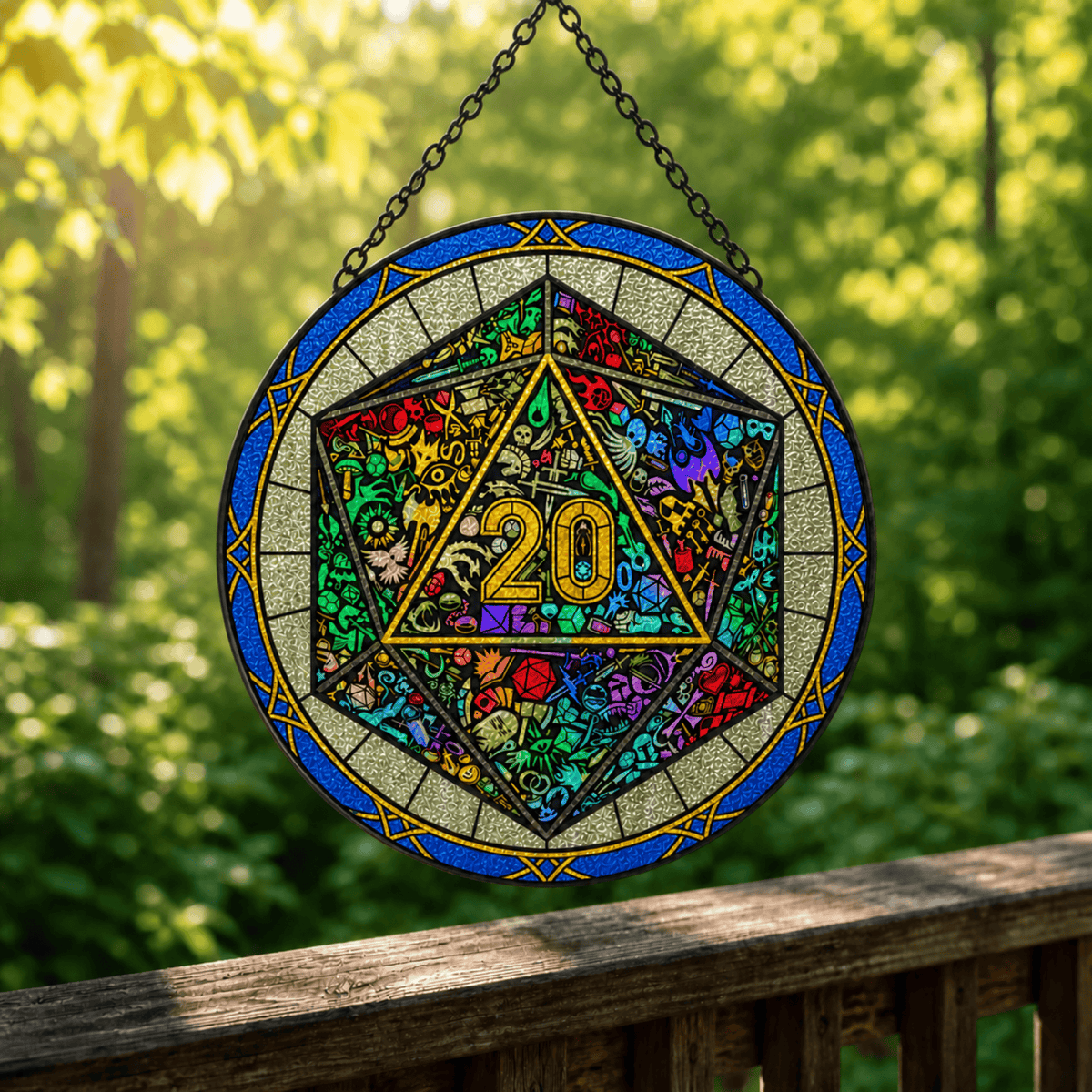 Dungeon Mosaic - Stained Glass Suncatcher Dungeon Mosaic | D20 Dice Stained Glass Suncatcher