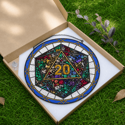 Dungeon Mosaic - Stained Glass Suncatcher Dungeon Mosaic | D20 Dice Stained Glass Suncatcher