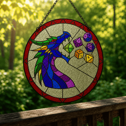 Dicewing Drake - Stained Glass Suncatcher Dicewing Drake | Dragon Dice Stained Glass Suncatcher