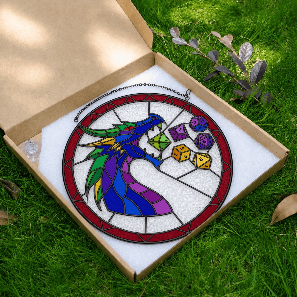 Dicewing Drake - Stained Glass Suncatcher Dicewing Drake | Dragon Dice Stained Glass Suncatcher