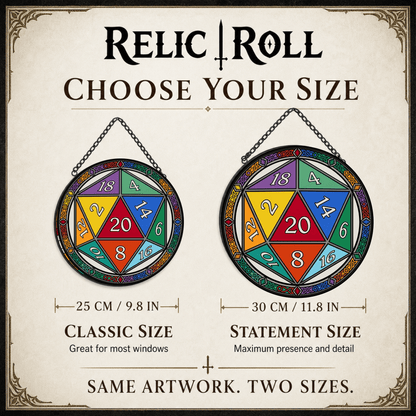 Crown of Chance - Stained Glass Suncatcher Crown of Chance | D20 Dice Stained Glass Suncatcher