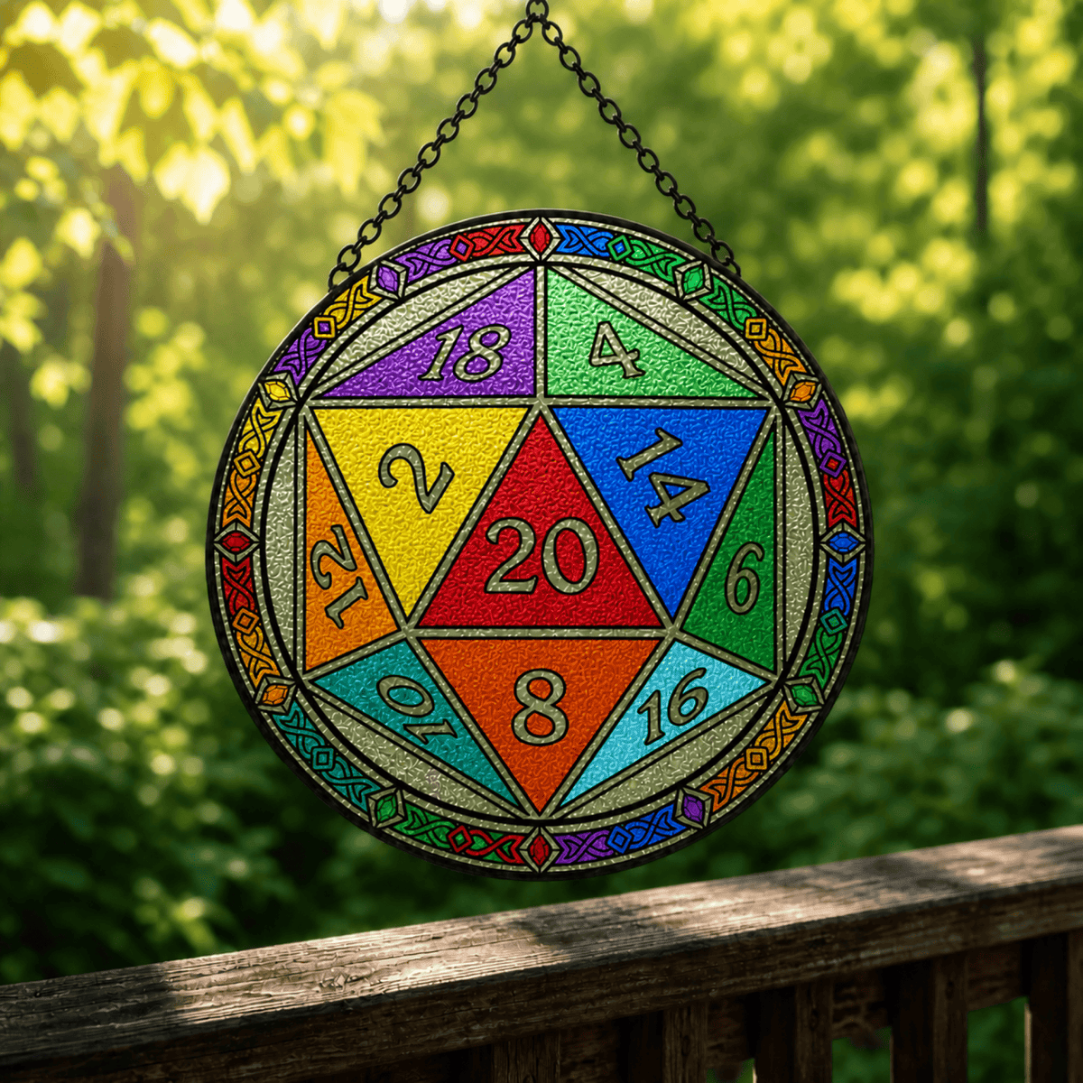 Crown of Chance - Stained Glass Suncatcher Crown of Chance | D20 Dice Stained Glass Suncatcher