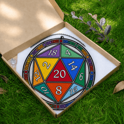 Crown of Chance - Stained Glass Suncatcher Crown of Chance | D20 Dice Stained Glass Suncatcher