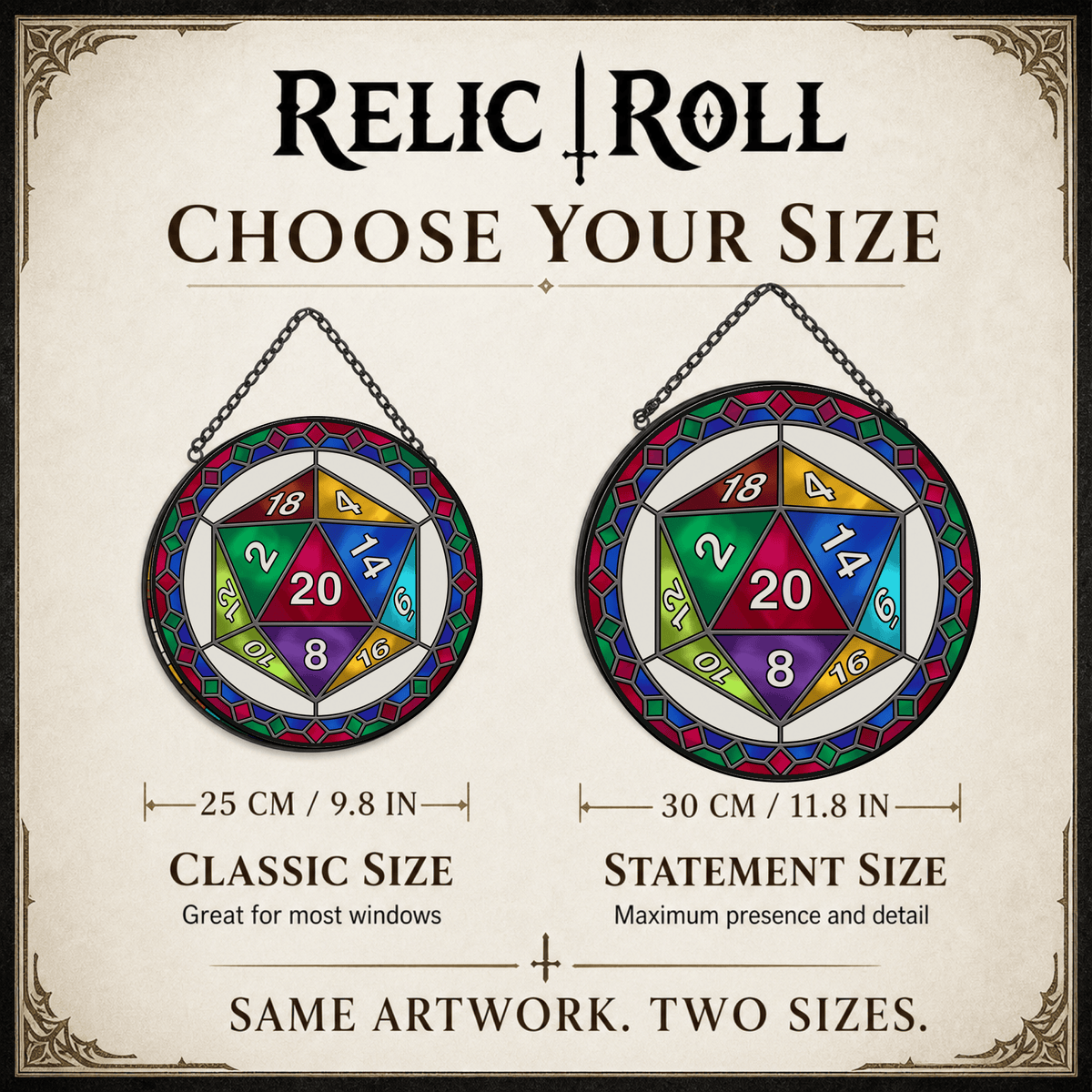 Emerald Fatewheel - Stained Glass Suncatcher Emerald Fatewheel | Green D20 Dice Stained Glass Suncatcher