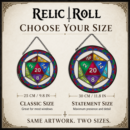 Emerald Fatewheel - Stained Glass Suncatcher Emerald Fatewheel | Green D20 Dice Stained Glass Suncatcher