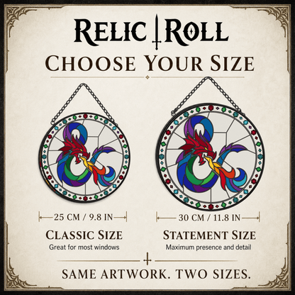 Chromatic Sigil - Stained Glass Suncatcher Chromatic Sigil | D&D Logo Stained Glass Suncatcher