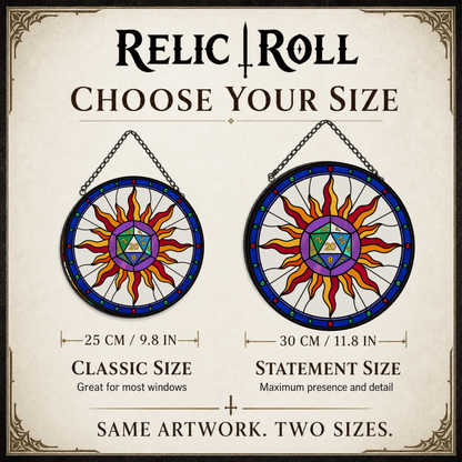 Solar Critical - Stained Glass Suncatcher Solar Critical | Sun D20 Dice Stained Glass Suncatcher