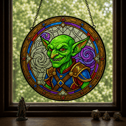 Goblin’s Grin - Stained Glass Suncatcher Goblin’s Grin | Goblin DnD Stained Glass Suncatcher