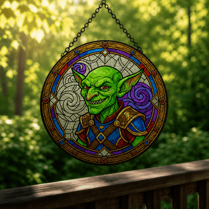 Goblin’s Grin - Stained Glass Suncatcher Goblin’s Grin | Goblin DnD Stained Glass Suncatcher
