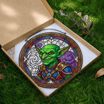 Goblin’s Grin - Stained Glass Suncatcher Goblin’s Grin | Goblin DnD Stained Glass Suncatcher