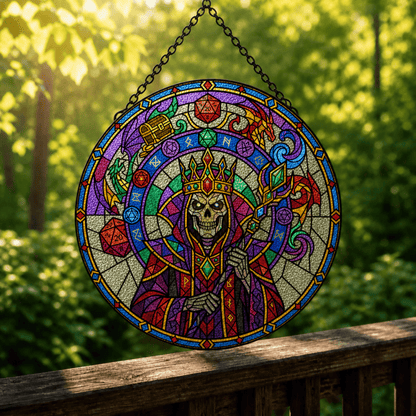 Lich’s Last Roll - Stained Glass Suncatcher Lich’s Last Roll | Lich DnD Stained Glass Suncatcher