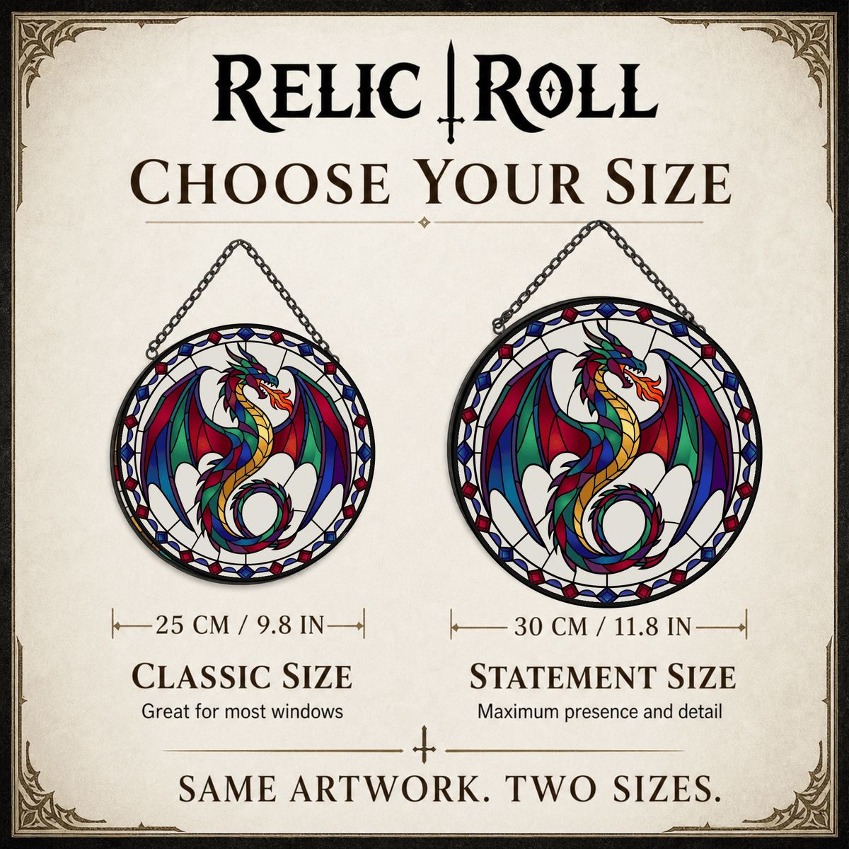 Prism Wyrm - Stained Glass Suncatcher Prism Wyrm | Rainbow Dragon Stained Glass Suncatcher