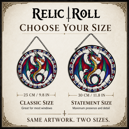 Prism Wyrm - Stained Glass Suncatcher Prism Wyrm | Rainbow Dragon Stained Glass Suncatcher