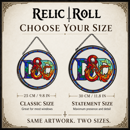 Dragonbound Emblem - Stained Glass Suncatcher Dragonbound Emblem | D&D Logo Stained Glass Suncatcher