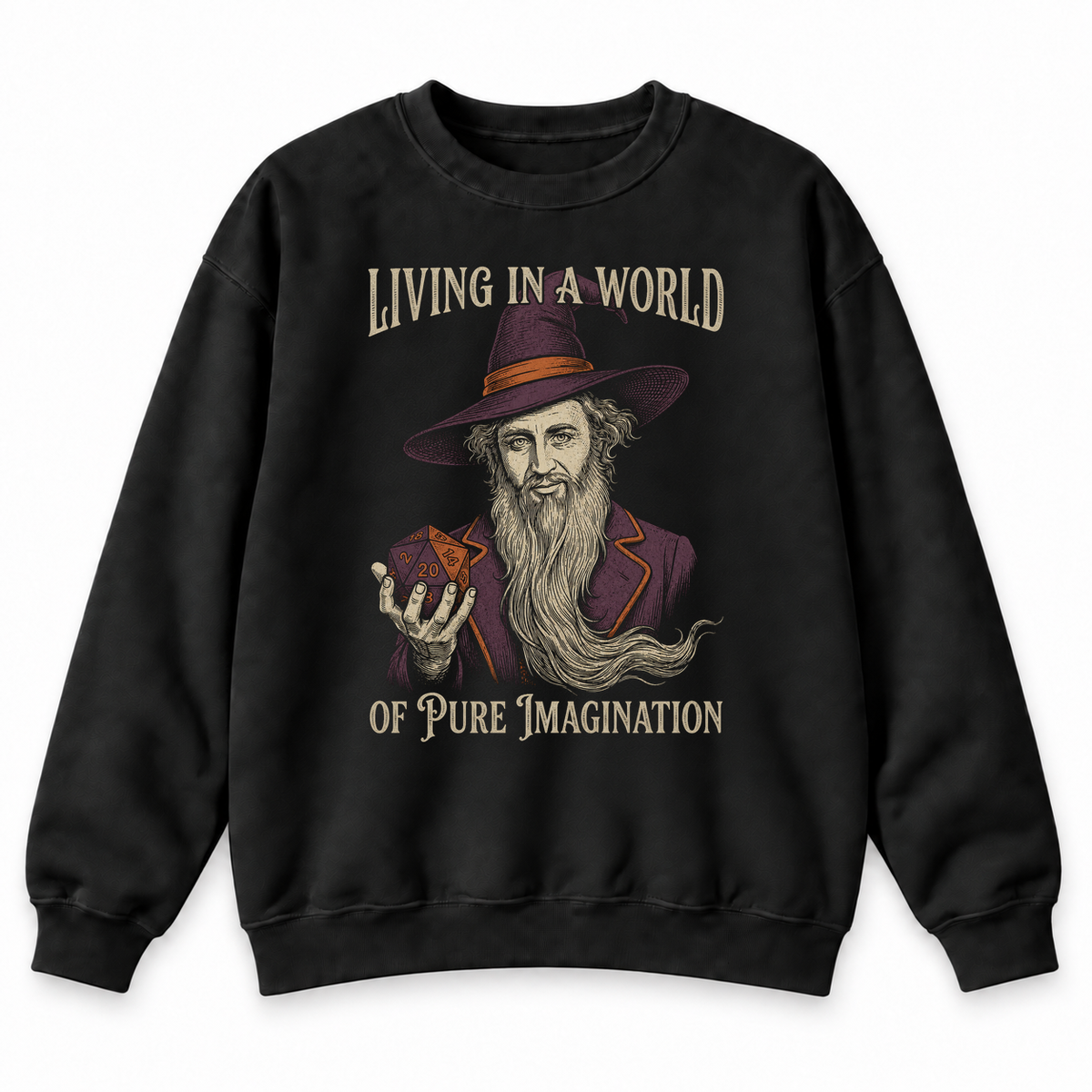Pure Imagination black DnD sweatshirt front product view
