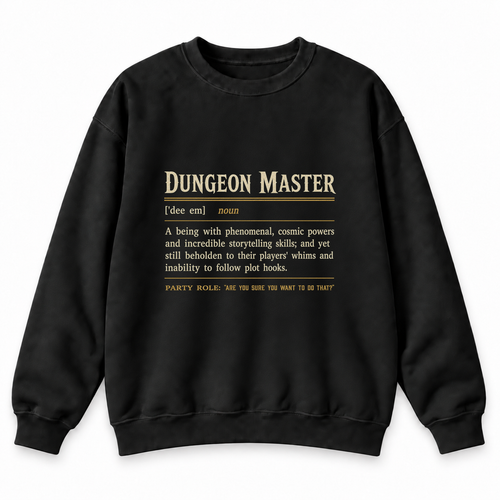 Dungeon Master Definition black DnD sweatshirt front product view