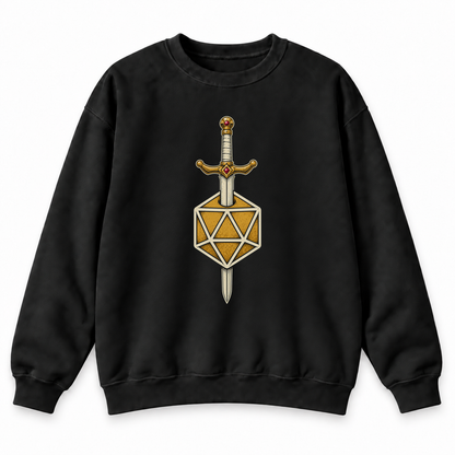 Sword & D20 black DnD sweatshirt front product view