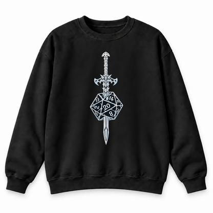 Sword & Dice black DnD sweatshirt front product view