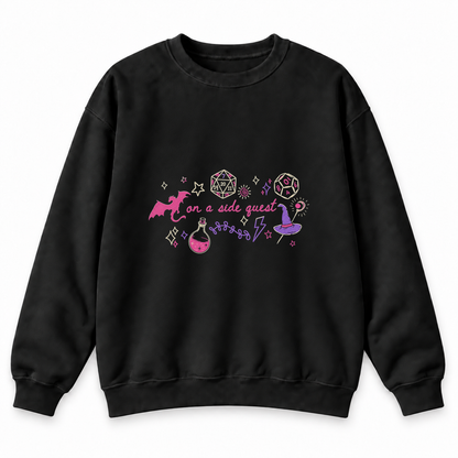 On a Side Quest black DnD sweatshirt front product view