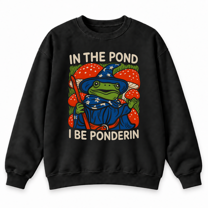In the Pond I Be Ponderin’ black DnD sweatshirt front product view