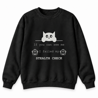 Failed Stealth Cat black DnD sweatshirt front product view