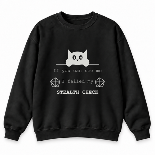 Failed Stealth Cat black DnD sweatshirt front product view