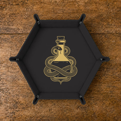 Snake And Alchemy Potion - DICE TRAY Snake And Alchemy Potion Dice Tray | Foldable PU Leather D&D Tray