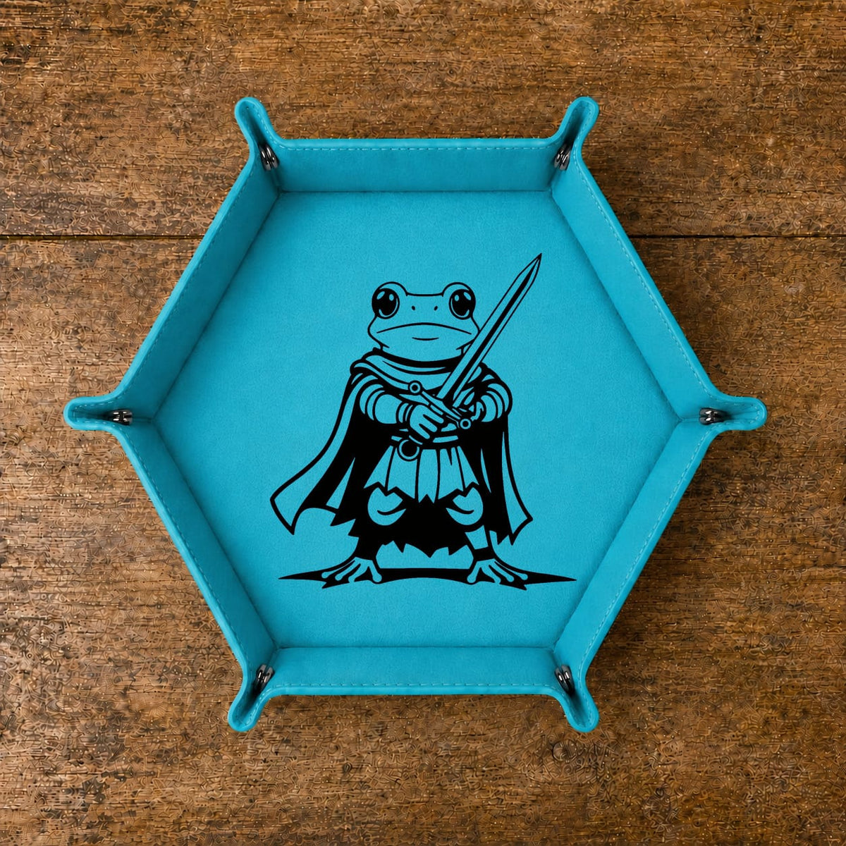 Fantasy Frog Swordmaster - DICE TRAY Fantasy Frog Swordmaster Dice Tray | Foldable PU Leather D&D Tray