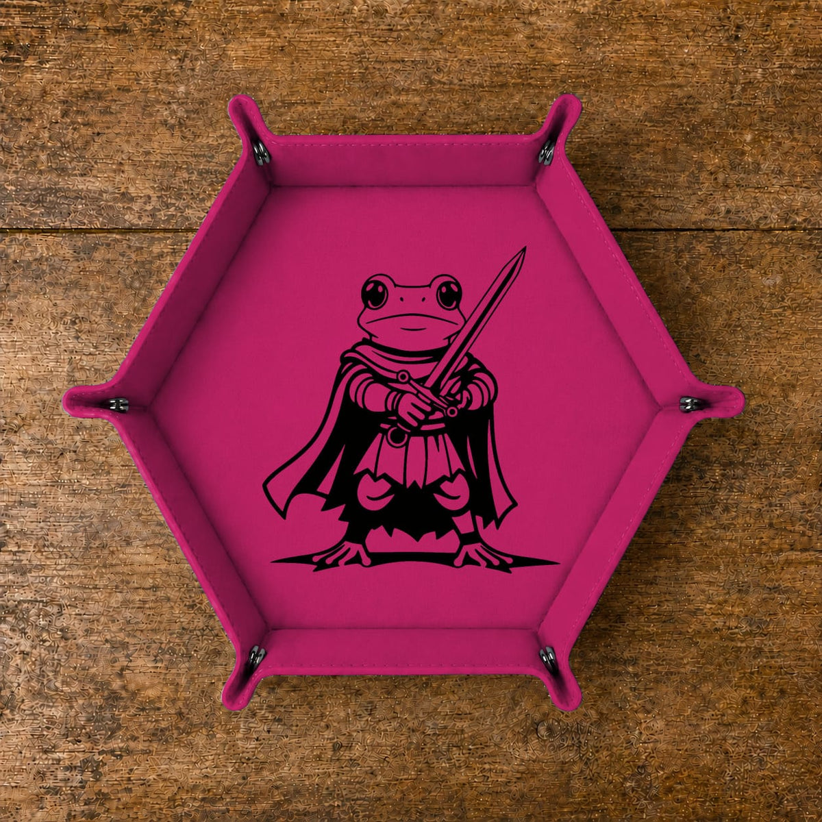 Fantasy Frog Swordmaster - DICE TRAY Fantasy Frog Swordmaster Dice Tray | Foldable PU Leather D&D Tray