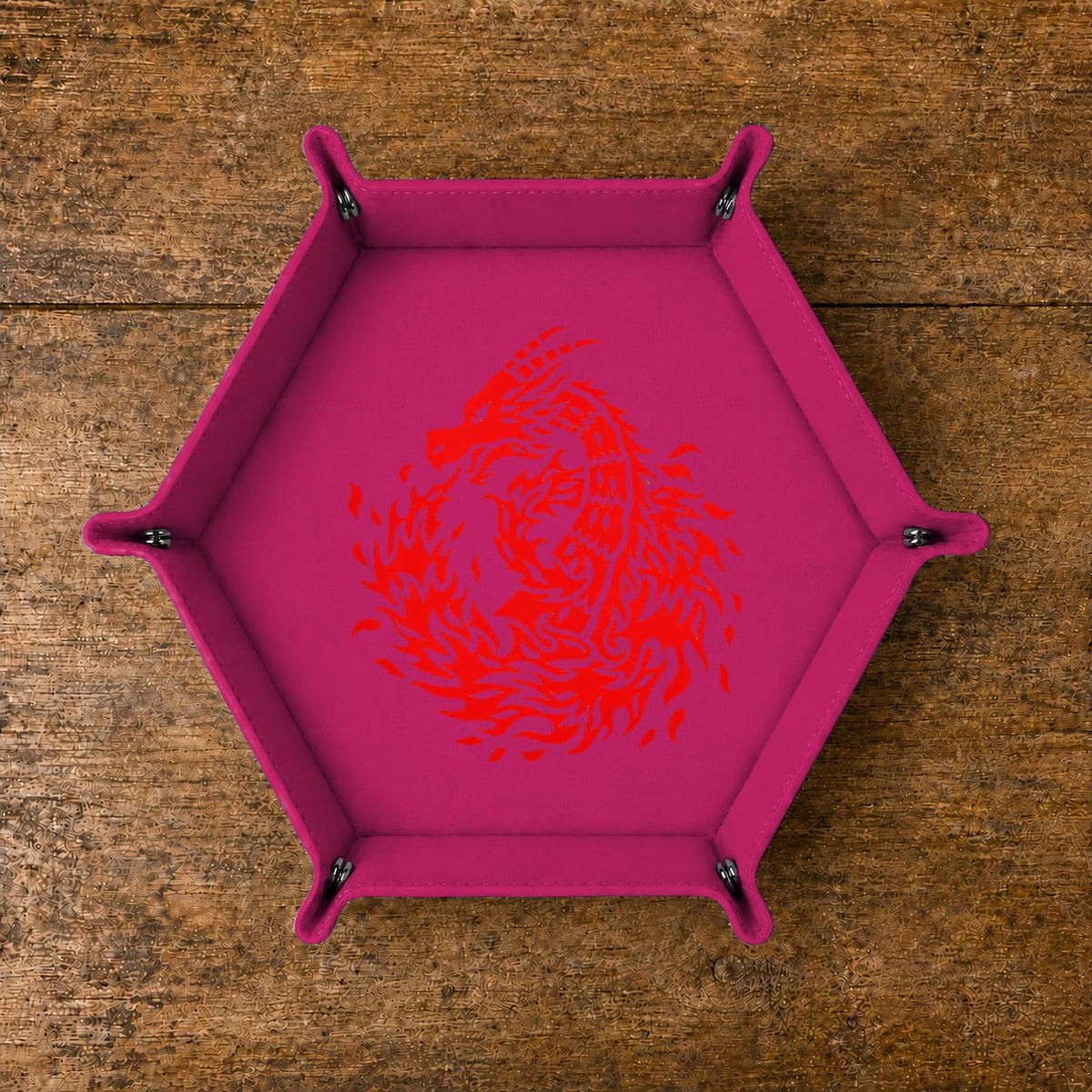 Flaming Tribal Dragon - DICE TRAY Flaming Tribal Dragon Dice Tray | Foldable PU Leather D&D Tray
