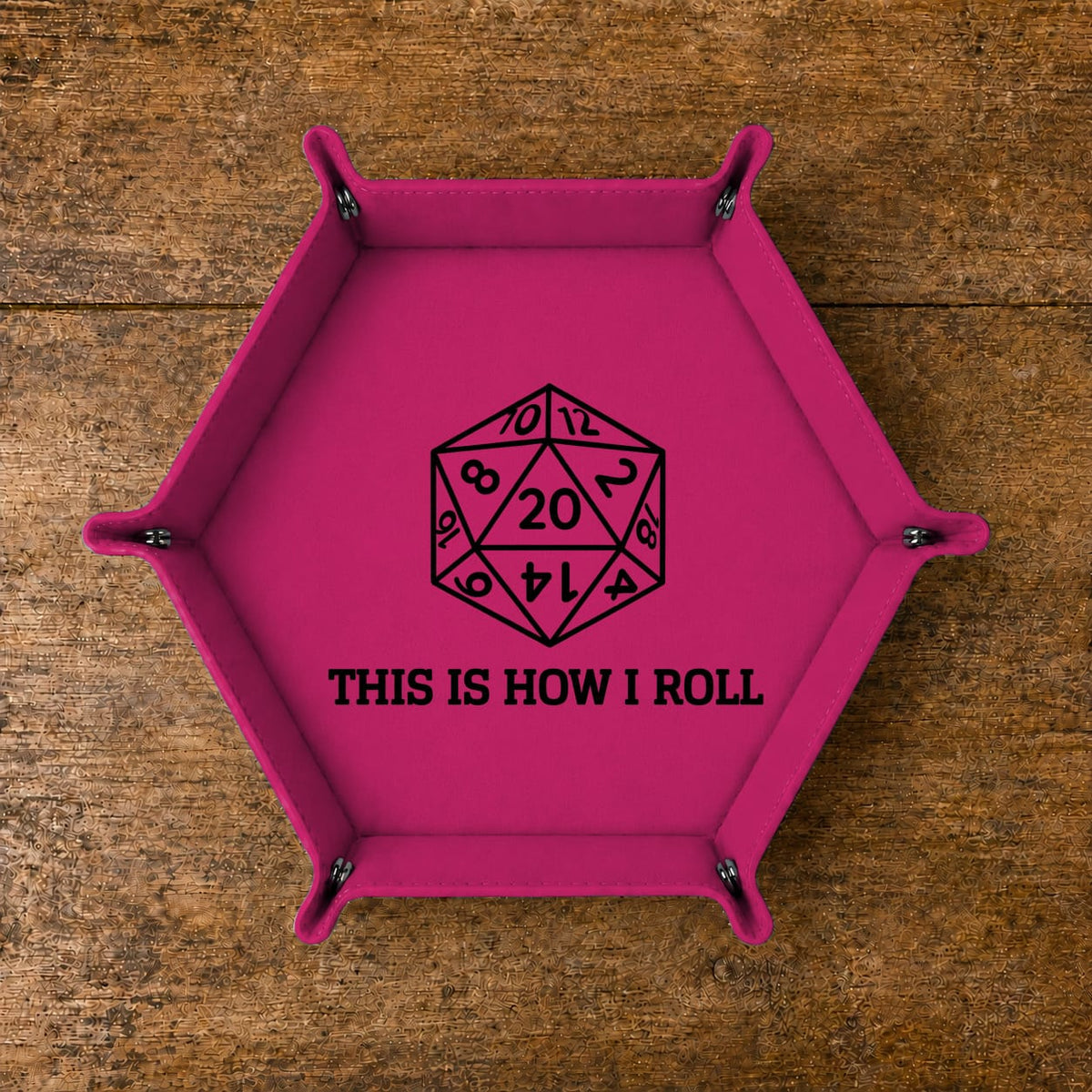 This Is How I Roll D20 Outline - DICE TRAY This Is How I Roll D20 Outline Dice Tray | Foldable PU Leather D&D Tra