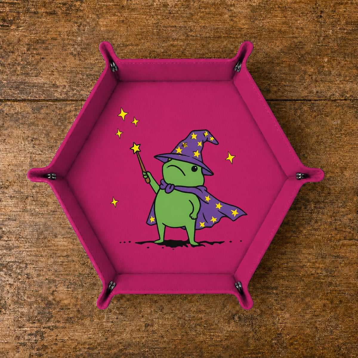 Cute Frog Wizard - DICE TRAY Cute Frog Wizard Dice Tray | Foldable PU Leather D&D Tray