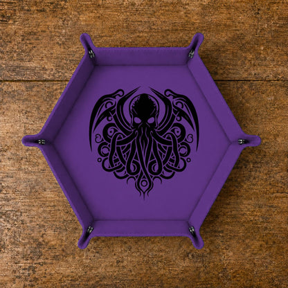 Eldritch Cthulhu Emblem - DICE TRAY Cthulhu Dice Tray | Foldable PU Leather D&D RPG Tray