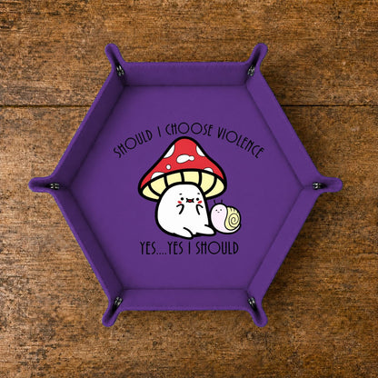 Mushroom Cat Chooses Violence - DICE TRAY Mushroom Cat Chooses Violence Dice Tray | Foldable PU Leather D&D Tray