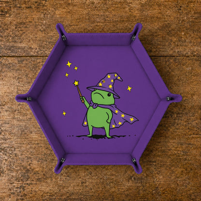 Cute Frog Wizard - DICE TRAY Cute Frog Wizard Dice Tray | Foldable PU Leather D&D Tray