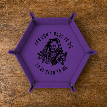 Dead To Me Skeleton Coffin - DICE TRAY Dead To Me Skeleton Coffin Dice Tray | Foldable PU Leather D&D Tray