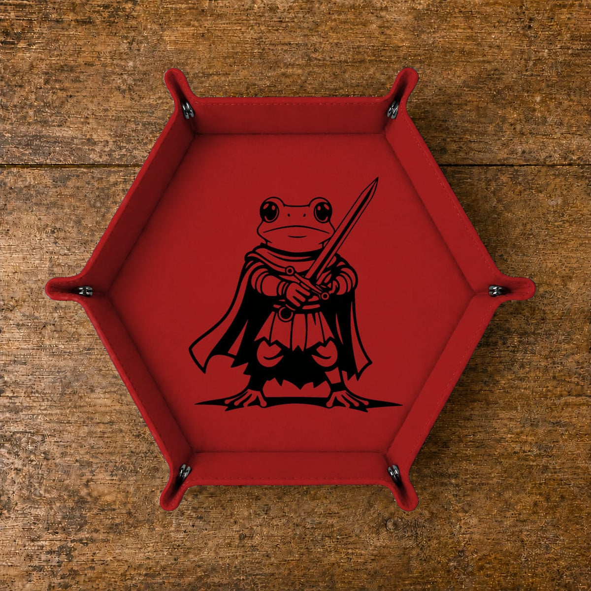 Fantasy Frog Swordmaster - DICE TRAY Fantasy Frog Swordmaster Dice Tray | Foldable PU Leather D&D Tray