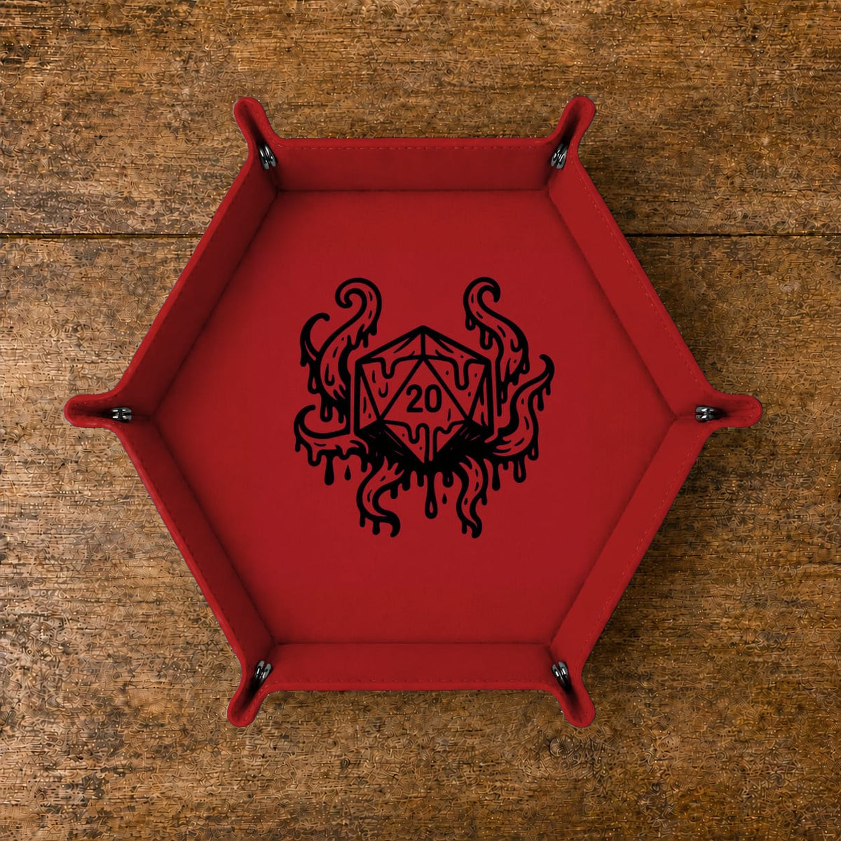 Eldritch Melting D20 - DICE TRAY Eldritch Melting D20 Dice Tray | Foldable PU Leather D&D Tray