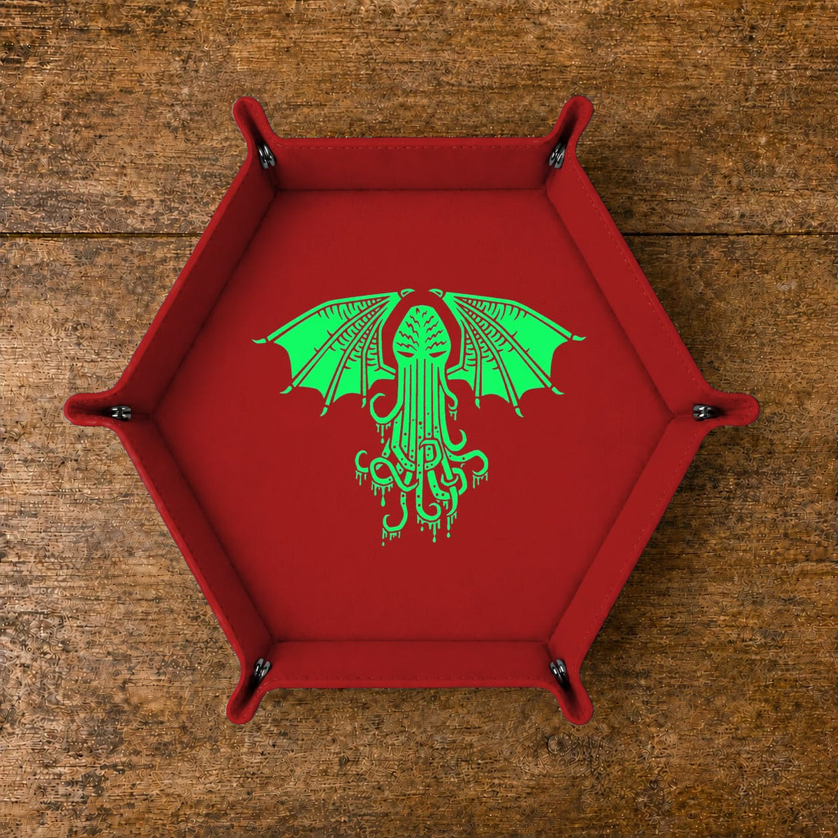 Winged Cthulhu Rising - DICE TRAY Winged Cthulhu Rising Dice Tray | Foldable PU Leather D&D Tray
