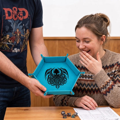 Eldritch Cthulhu Emblem - DICE TRAY Cthulhu Dice Tray | Foldable PU Leather D&D RPG Tray