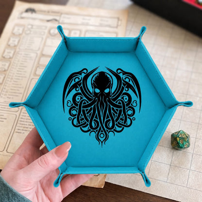 Eldritch Cthulhu Emblem - DICE TRAY Cthulhu Dice Tray | Foldable PU Leather D&D RPG Tray