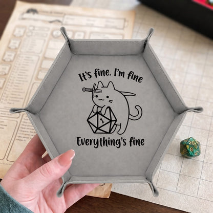 Critical Fail Cat - DICE TRAY Critical Fail Cat Dice Tray | Foldable PU Leather D&D Tray