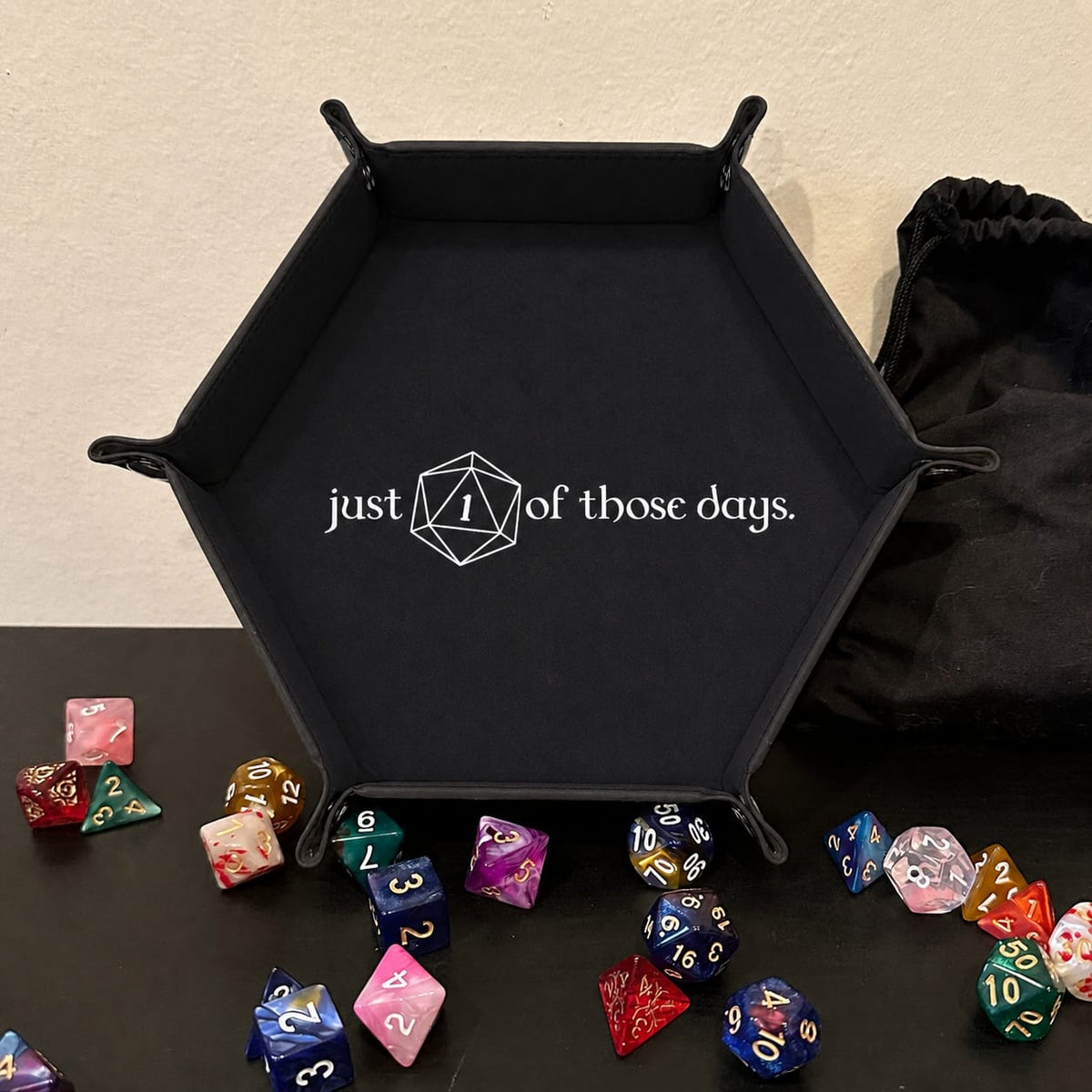 Just A Natural One Day - DICE TRAY Just A Natural One Day Dice Tray | Foldable PU Leather D&D Tray
