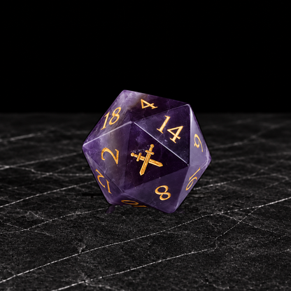 Violet Reliquary amethyst D20 detail