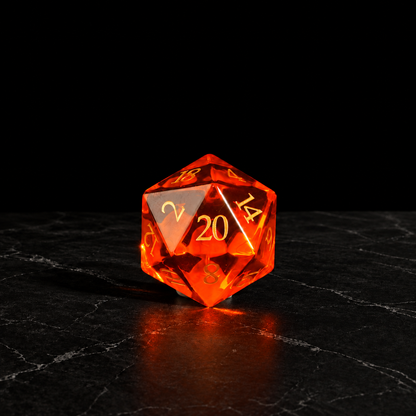 Solar Ember - Orange Crystal Gemstone Dice Set - D20 detail