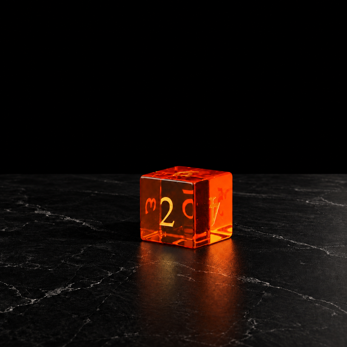 Solar Ember - Orange Crystal Gemstone Dice Set - D6 detail