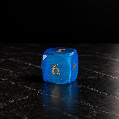 Azure Vanguard - Faceted Cobalt Blue Glass Dice Set - D6 detail